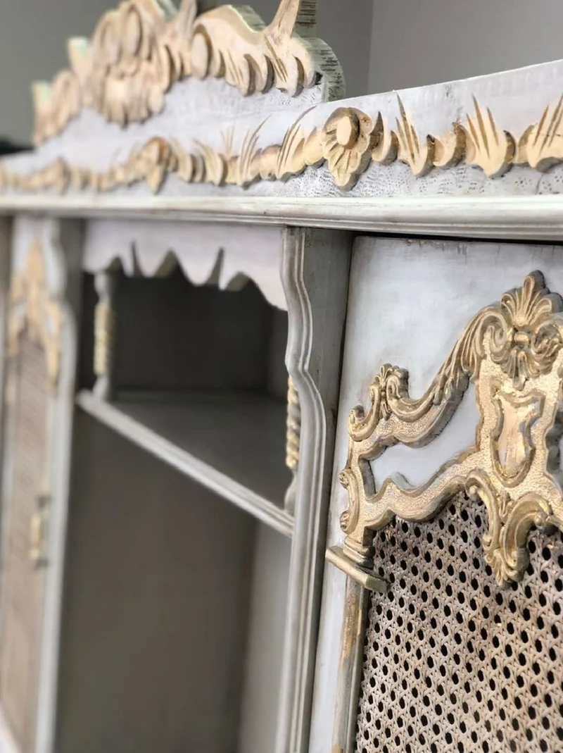 Casa Padrino Luxus Barock Esszimmer Schrank Antik Grau / Antik Gold
