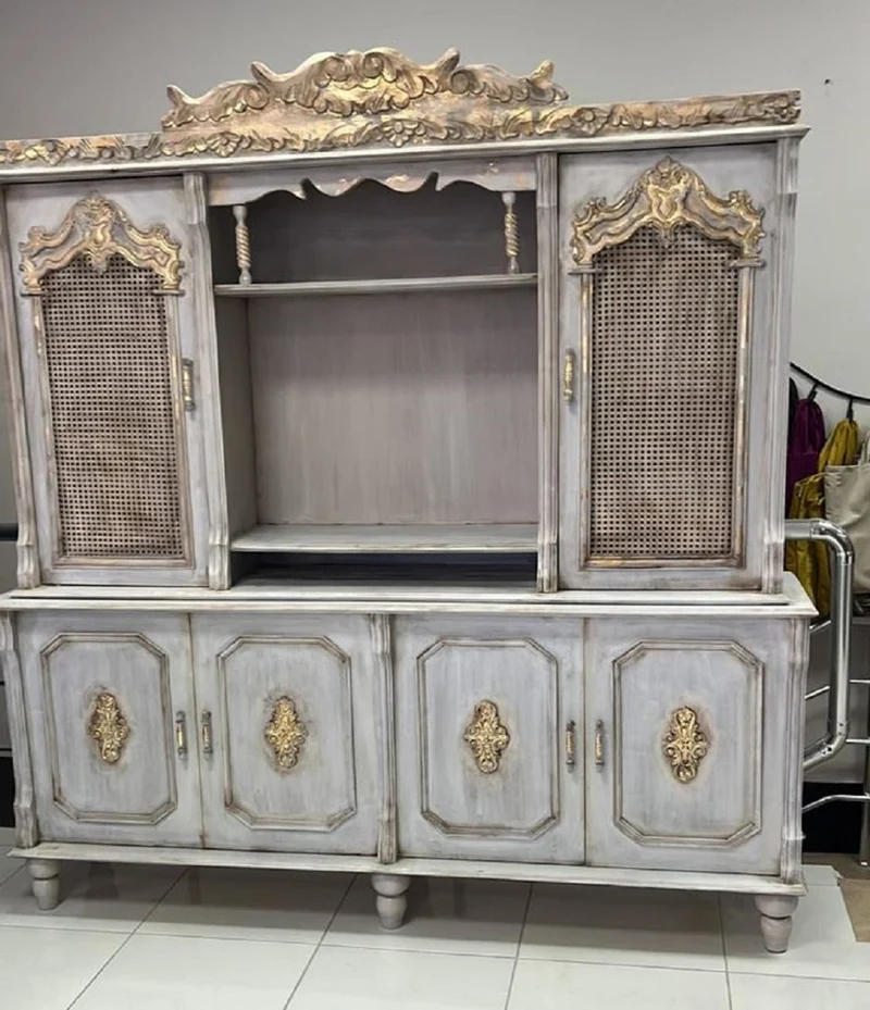 Casa Padrino Luxus Barock Esszimmer Schrank Antik Grau / Antik Gold