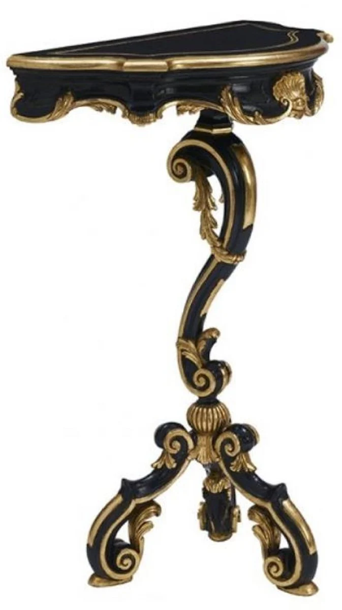 Casa Padrino Luxus Barock 3-Bein Konsole Schwarz / Gold - Made in Italy