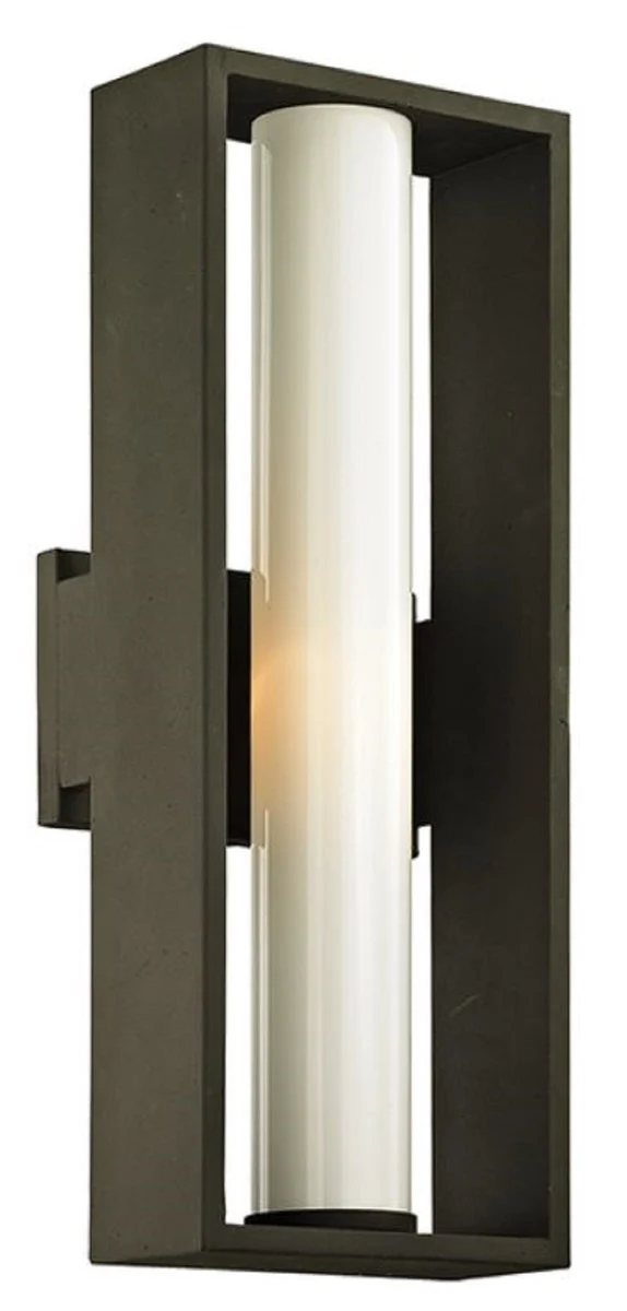 Casa Padrino Luxus Außenwandleuchte Bronze / Weiß 17,15 x 13,97 x H. 45,09 cm - Metall Außenleuchte mit Glas Lampenschirm - Luxus Außenleuchten - Außenbeleuchtung