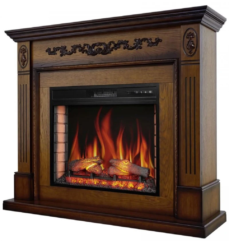 Casa Padrino Barock LED Elektrokamin Braun 128 x 38 x H. 110,5 cm