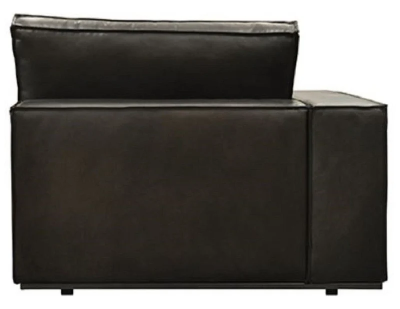 Casa Padrino Luxus Echtleder Chaiselongue Rechte Seite Schwarz 186 cm