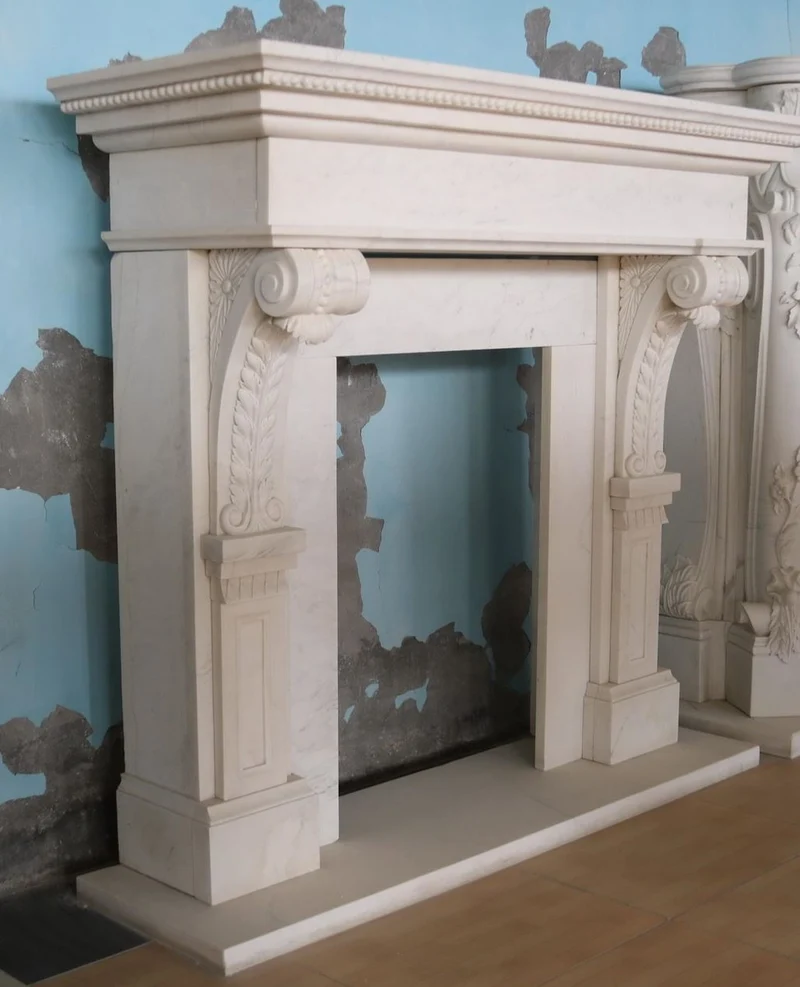 Casa Padrino Luxus Barock Marmor Kaminumrandung Weiß 165 x H. 153 cm