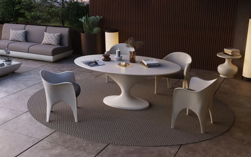 Casa Padrino Luxus Garten Esstisch Matt Weiß 200 x 120 x H. 75 cm
