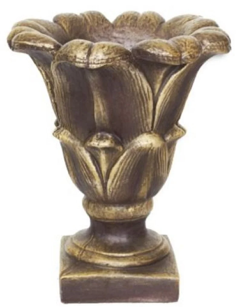 Casa Padrino Barock Blumentopf Antik Braun / Gold Ø 49 x H. 58 cm