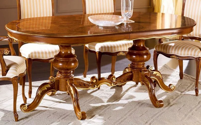 Casa Padrino Luxus Barock Esstisch Braun / Gold - Ovaler ausziehbarer Massivholz Esszimmertisch im Barockstil - Barock Esszimmer Möbel - Luxus Qualität - Made in Italy
