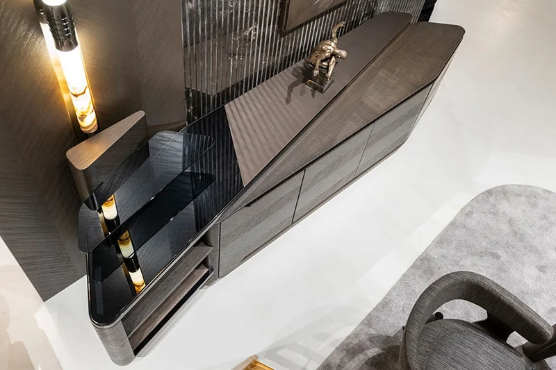 Casa Padrino Luxus Sideboard Dunkelbraun / Bronze / Schwarz 260,8 x 57,3 x H. 90,3 cm - Massivholz Schrank mit 4 Türen - Hotel Möbel - Luxus Möbel - Luxus Qualität