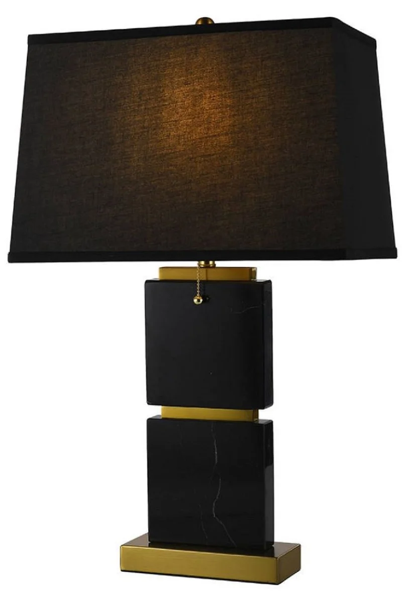 Casa Padrino Luxus Marmor Tischleuchte Schwarz / Gold H. 66 cm