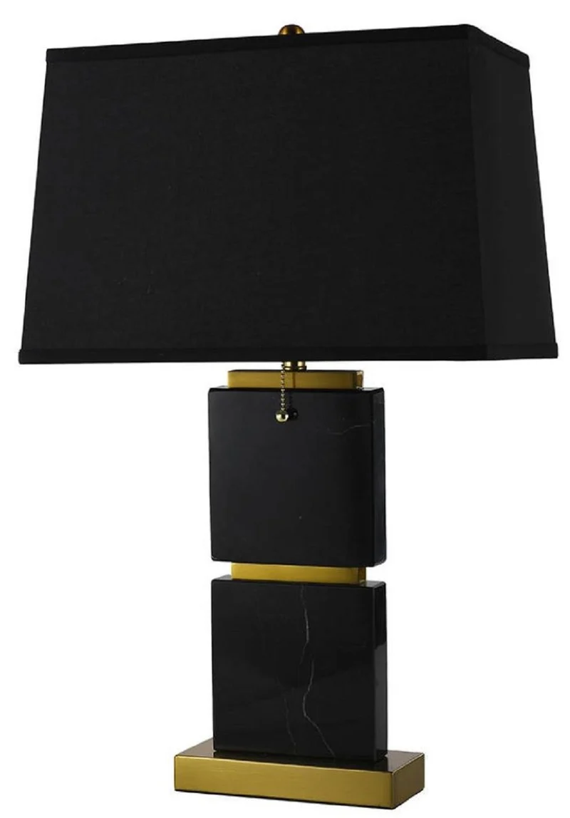 Casa Padrino Luxus Marmor Tischleuchte Schwarz / Gold H. 66 cm