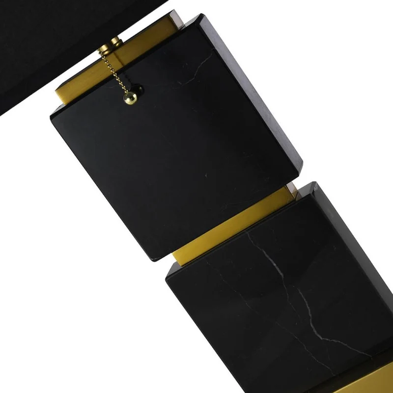 Casa Padrino Luxus Marmor Tischleuchte Schwarz / Gold H. 66 cm