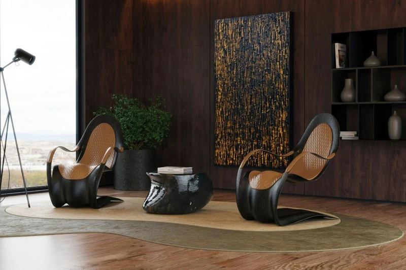 Casa Padrino Luxus Wohnzimmer & Hotel Sessel Schwarz / Braun H. 103 cm