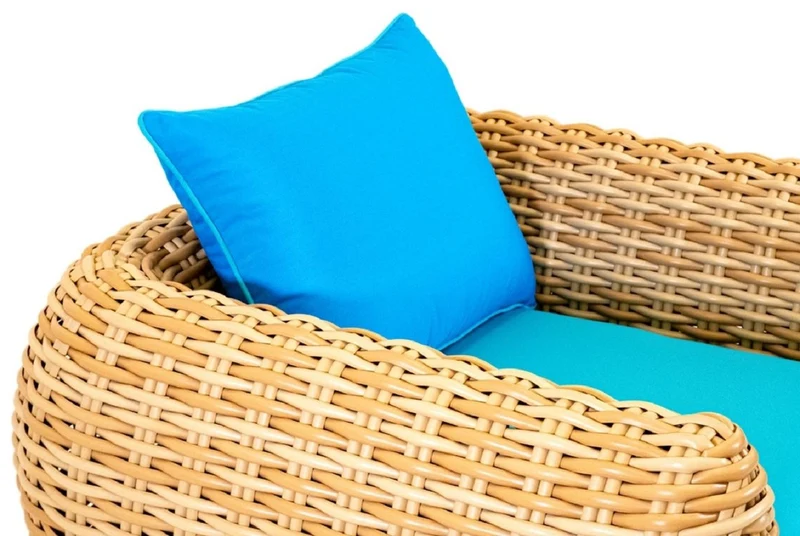 Casa Padrino Luxus Gartensessel Naturfarben / Blau 119 cm