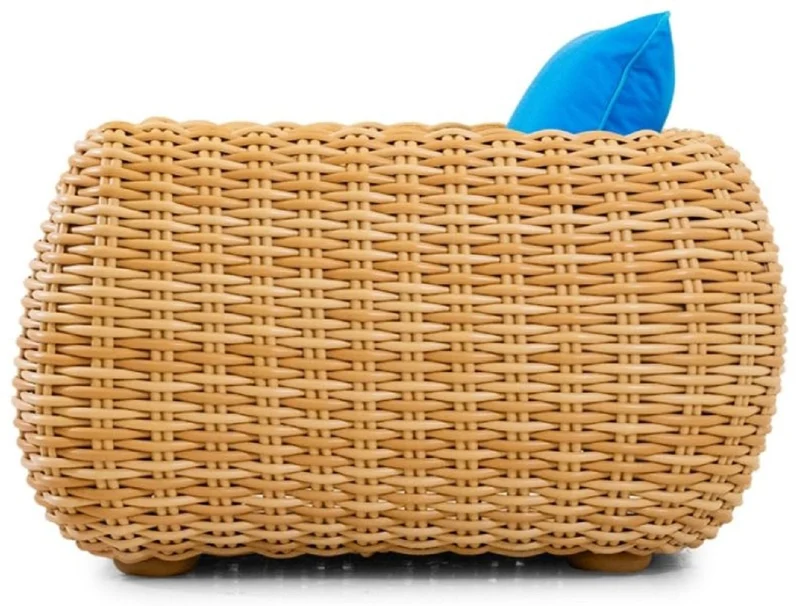 Casa Padrino Luxus Gartensessel Naturfarben / Blau 119 cm