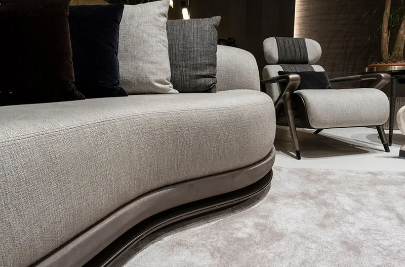 Casa Padrino Luxus Sofa Grau / Dunkelbraun / Bronze 370 x 103 x H. 76 cm - Wohnzimmer Sofa - Hotel Sofa - Wohnzimmer Möbel - Hotel Möbel - Luxus Möbel - Luxus Kollektion