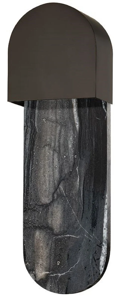 Casa Padrino Luxus Marmor LED Wandleuchte Schwarz 13,34 x 8,26 x H. 40,64 cm - Wohnzimmer Wandleuchte - Hotel Wandleuchte - Restaurant Wandleuchte - Luxus Leuchten - Luxus Interior