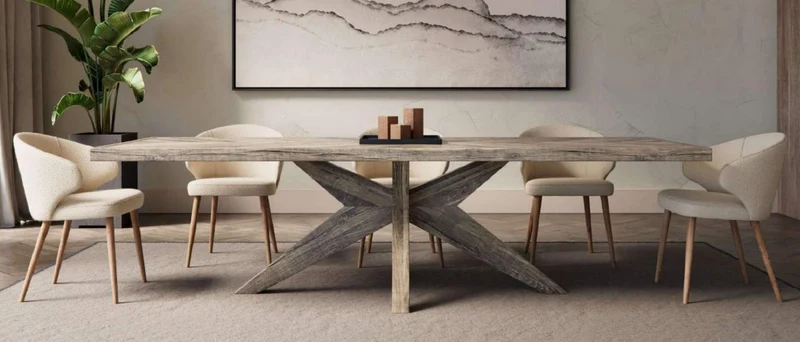 Casa Padrino Landhausstil Massivholz Esstisch Grau - Verschiedene Größen - Rechteckiger Eichenholz Küchentisch - Massivholz Esszimmer Möbel - Landhausstil Esszimmer Möbel