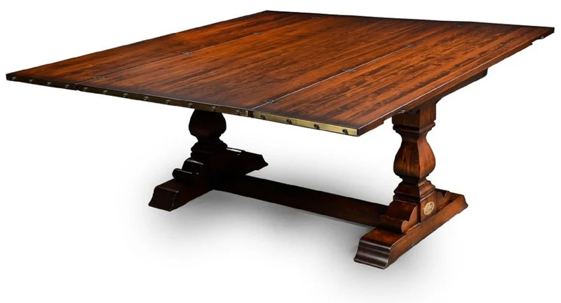 Casa Padrino Luxus Vintage Stil Esstisch Braun / Messing 180 x 85 x H. 78 cm - Rechteckiger Massivholz Esszimmertisch mit ausklappbarer Tischplatte - Esszimmer Möbel - Luxus Vintage Stil Möbel