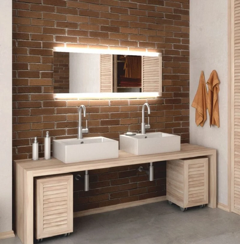 Casa Padrino Luxus Badezimmer Spiegel 120 x 4 x H. 50 cm - Wandspiegel mit LED Hintergrundbeleuchtung - Badezimmer Möbel - Badezimmer Accessoires - Luxus Möbel
