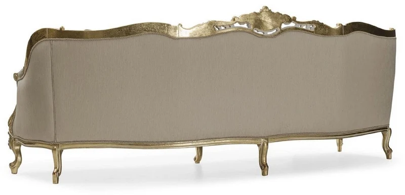 Casa Padrino Luxus Barock Wohnzimmer Sofa Grau / Gold 292 cm - Barock Möbel