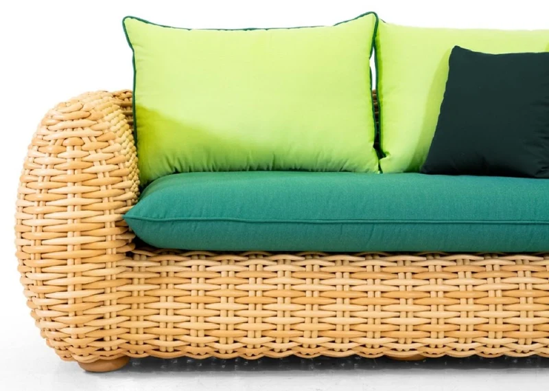Casa Padrino Luxus 2er Gartensofa Naturfarben / Grün 194 cm