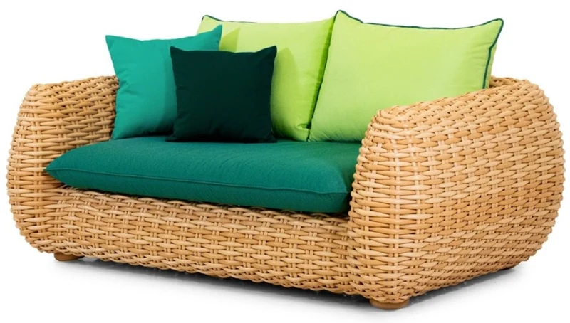 Casa Padrino Luxus 2er Gartensofa Naturfarben / Grün 194 cm