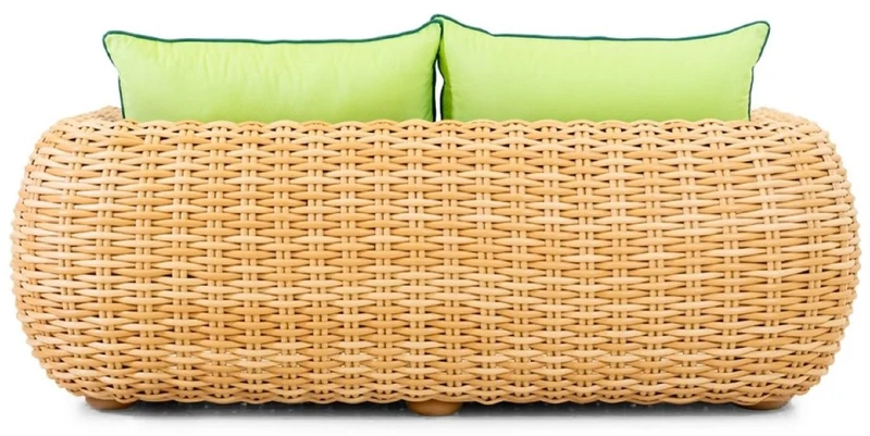 Casa Padrino Luxus 2er Gartensofa Naturfarben / Grün 194 cm