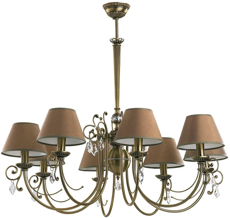 Casa Padrino Luxus Barock Kristall Kronleuchter Messing mit Patina / Braun Ø 90 cm