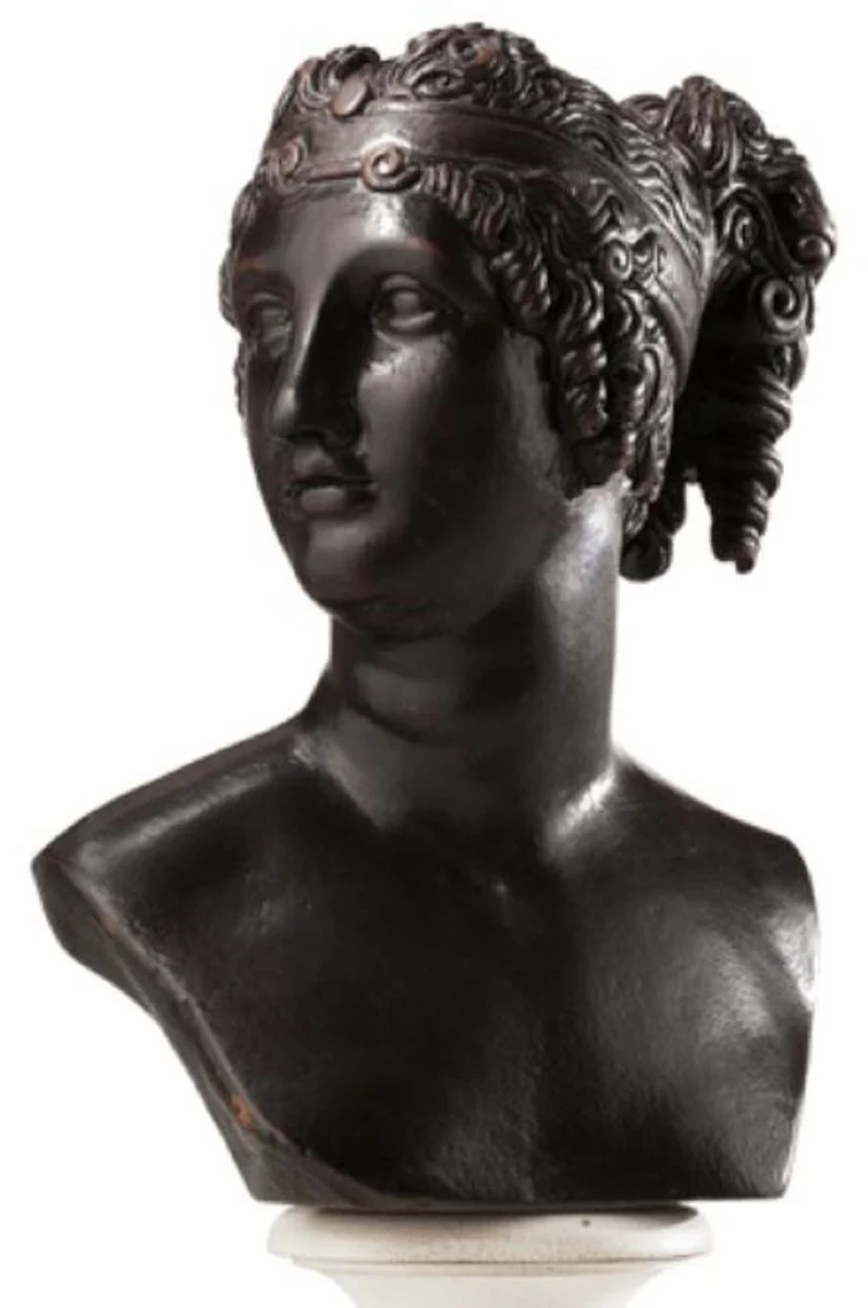 Casa Padrino Luxus Jugendstil Büste Göttin Schwarz / Braun - Handgefertigte Deko Skulptur aus hochwertigem Massivholz - Barock & Jugendstil Deko Accessoires - Luxus Qualität - Made in Italy