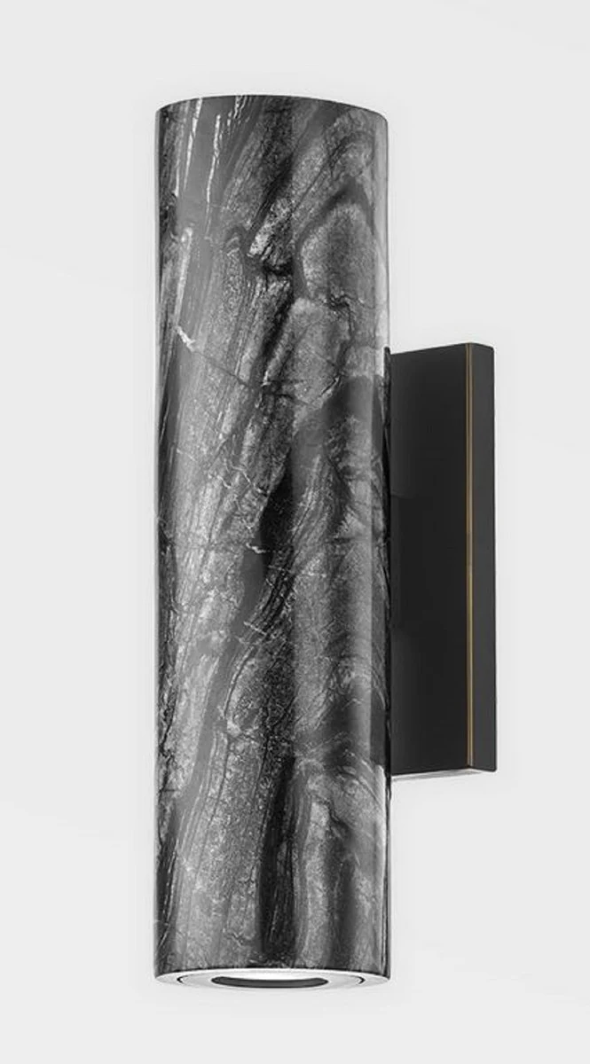 Casa Padrino Luxus Marmor LED Wandleuchte Schwarz / Messing 6,35 x 8,89 x H. 25,4 cm - Wohnzimmer Wandleuchte - Hotel Wandleuchte - Restaurant Wandleuchte - Luxus Leuchten - Luxus Interior