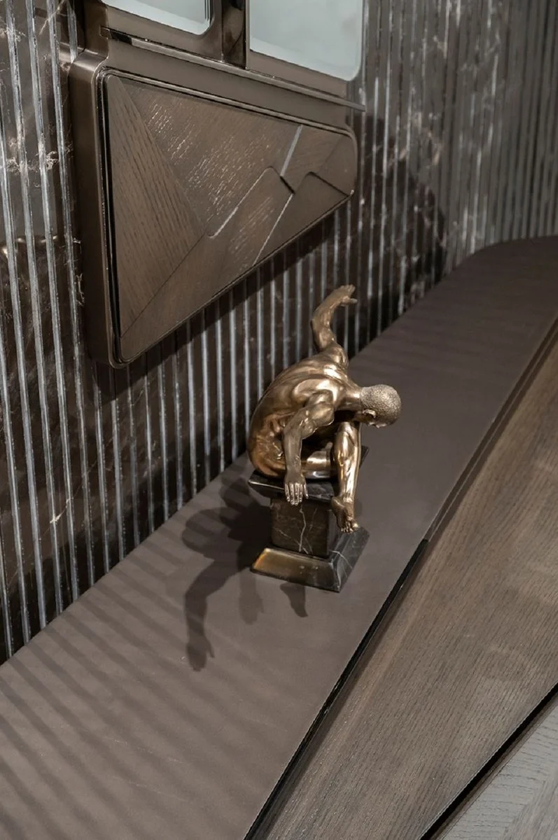 Casa Padrino Luxus Wandspiegel Dunkelbraun / Bronze 50,6 x 7 x H. 140,3 cm - Wohnzimmer Spiegel - Hotel Spiegel - Wohnzimmer Möbel - Hotel Möbel - Luxus Möbel - Luxus Interior