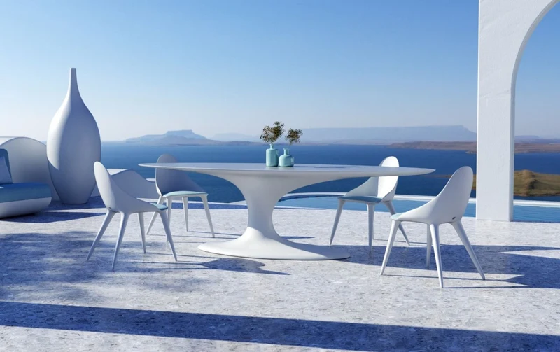Casa Padrino Luxus Garten Esstisch Matt Weiß 300 x 120 x H. 75 cm