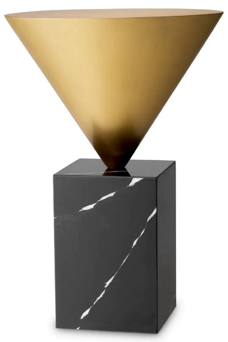 Casa Padrino Luxus Beistelltisch Messing / Schwarz Ø 42 x H. 61 cm