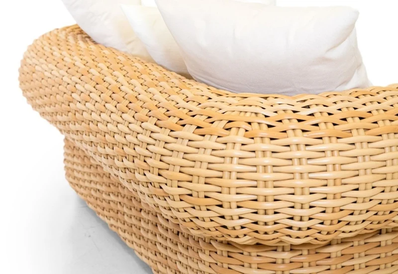 Casa Padrino Luxus 2er Gartensofa Naturfarben / Weiß 205 cm