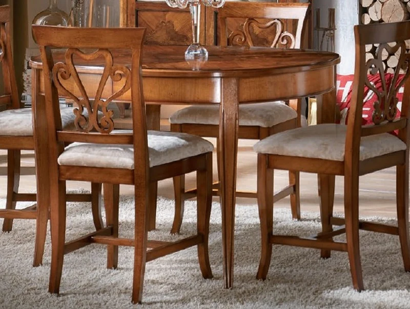 Casa Padrino Luxus Biedermeier Massivholz Esstisch Braun Intarsien - Ovaler ausziehbarer Esszimmertisch - Biedermeier Esszimmer Möbel - Luxus Qualität - Made in Italy