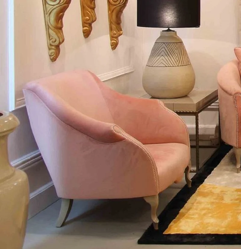 Casa Padrino Luxus Art Deco Sessel Rosa / Grau 85 x 85 x H. 88 cm - Wohnzimmer Sessel - Hotel Sessel - Wohnzimmer Möbel - Hotel Möbel - Luxus Art Deco Möbel