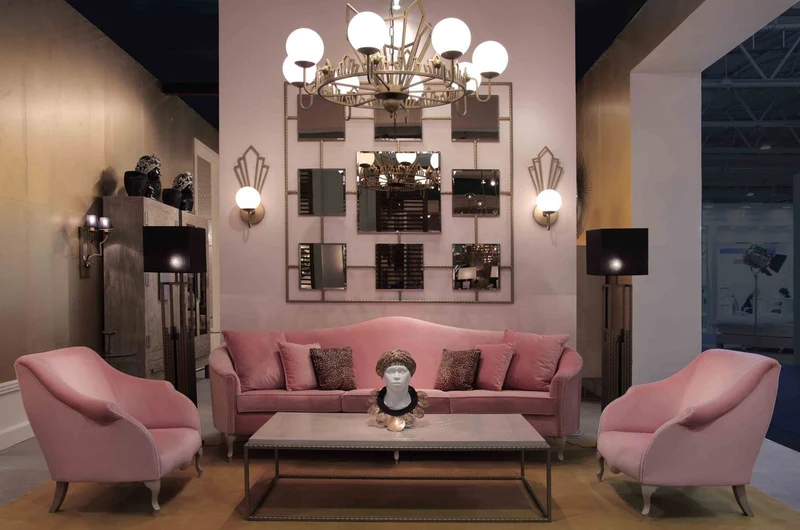 Casa Padrino Luxus Art Deco Sessel Rosa / Grau 85 x 85 x H. 88 cm - Wohnzimmer Sessel - Hotel Sessel - Wohnzimmer Möbel - Hotel Möbel - Luxus Art Deco Möbel