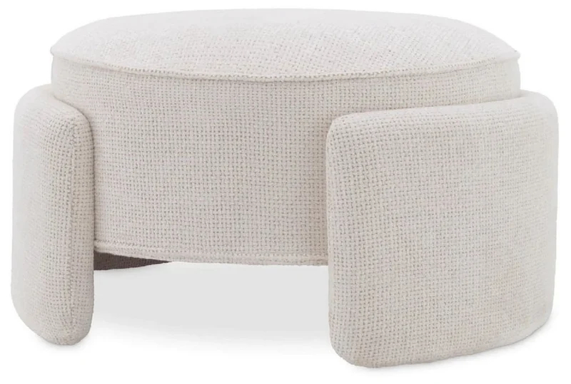 Casa Padrino Luxus Hocker Cremeweiß Ø 73 x H. 38 cm - Runder Sitzhocker - Rundhocker - Fußhocker - Wohnzimmer Möbel - Hotel Möbel - Luxus Möbel
