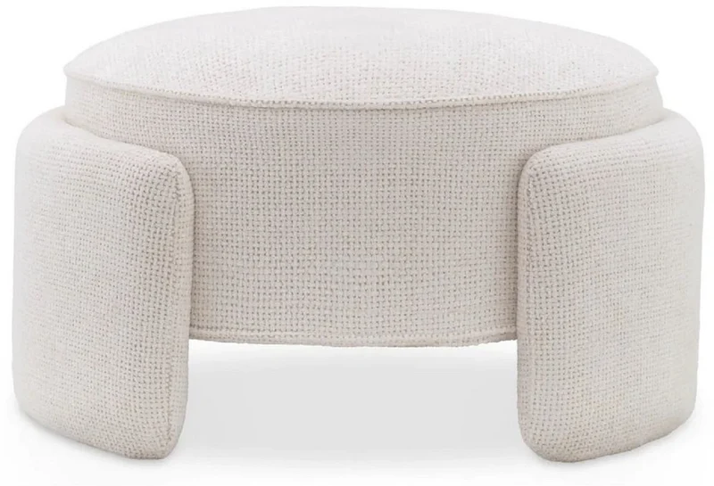 Casa Padrino Luxus Hocker Cremeweiß Ø 73 x H. 38 cm - Runder Sitzhocker - Rundhocker - Fußhocker - Wohnzimmer Möbel - Hotel Möbel - Luxus Möbel