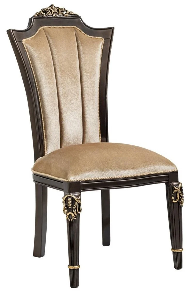 Casa Padrino Luxus Barock Esszimmer Stuhl 4er Set Hellbraun - Barock Möbel