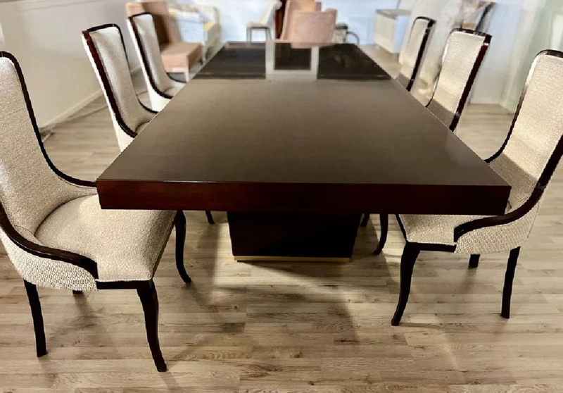 Casa Padrino Luxus Esstisch Braun / Gold 300-400 x 110 x H. 78 cm - Ausziehbarer Massivholz Esszimmertisch - Italienische Luxus Esszimmer Möbel - Luxus Qualität - Made in Italy