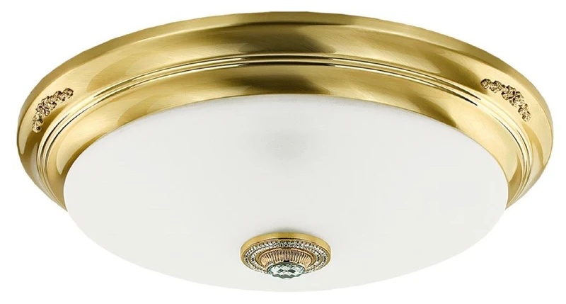 Casa Padrino Luxus Barock Kristall Deckenleuchte Gold / Weiß Ø 60 x H. 20 cm - Runde Barockstil Wohnzimmer Deckenlampe - Barock Leuchten - Barock Möbel - Edel & Prunkvoll