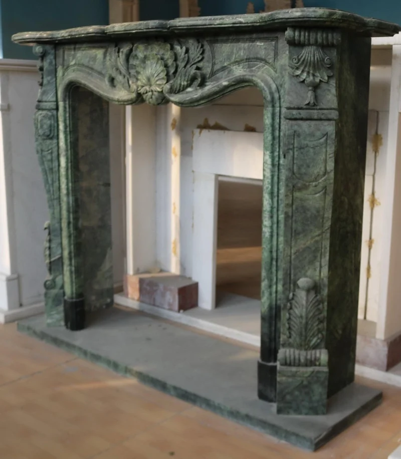 Casa Padrino Luxus Barock Marmor Kaminumrandung Dunkelgrün 150 x H. 120 cm