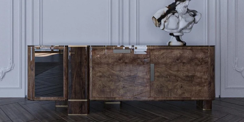 Casa Padrino Luxus Sideboard mit 3 Türen Braun / Messing 230 cm