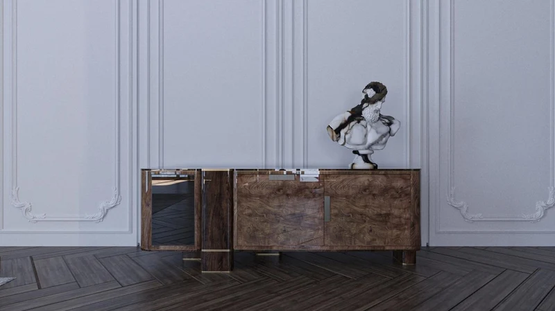 Casa Padrino Luxus Sideboard mit 3 Türen Braun / Messing 230 cm