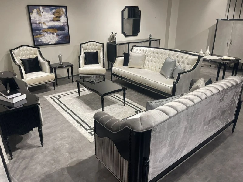 Casa Padrino Luxus Barock Sideboard mit Spiegel Schwarz / Grau / Silber - Luxus Möbel Möbel im Barockstil - Barock Möbel - Barock Einrichtung - Edel & Prunkvoll