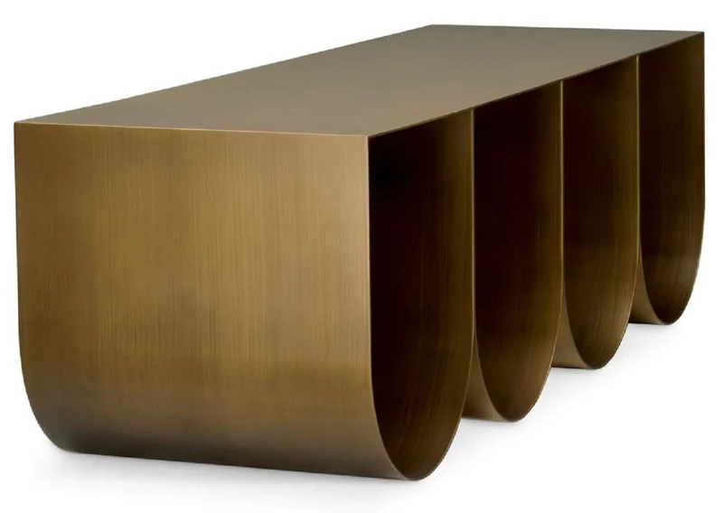 Casa Padrino Luxus Couchtisch Messing 120 x 40 x H. 38 cm - Rechteckiger Metall Wohnzimmertisch - Wohnzimmer Möbel - Hotel Möbel - Luxus Metall Möbel