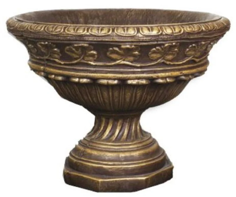 Casa Padrino Barock Blumentopf Antik Braun / Gold Ø 100 x H. 76 cm