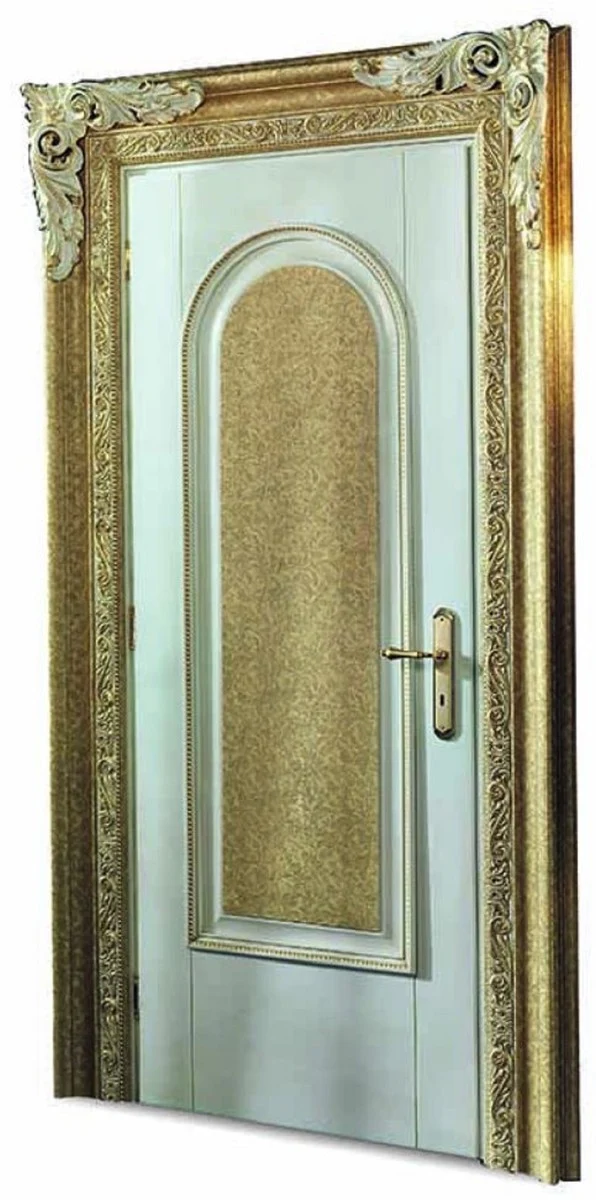 Casa Padrino Luxus Barock Wohnungstür Weiß / Gold 129 cm - Made in Italy