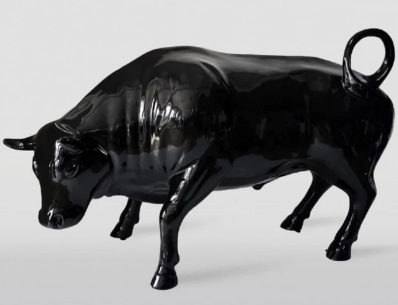 Casa Padrino XXL Deko Skulptur Stier Schwarz 235 x H. 140 cm