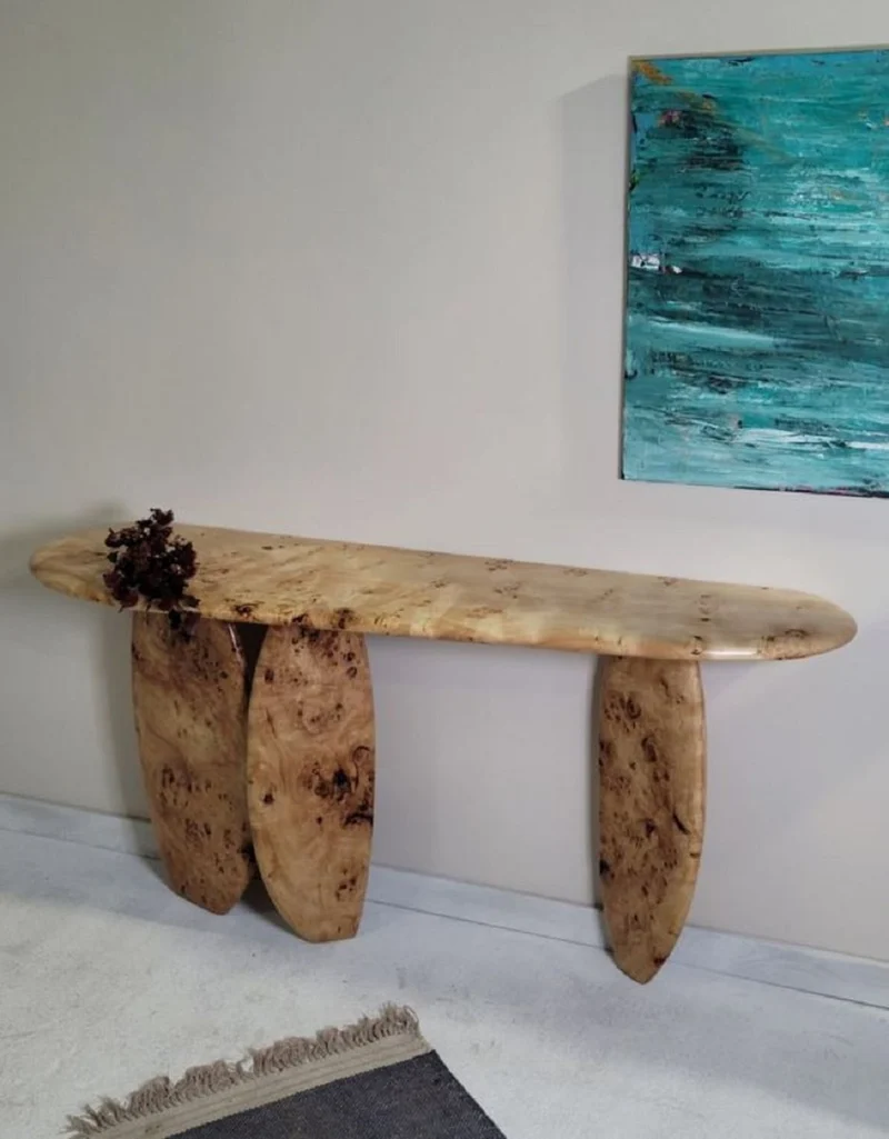 Casa Padrino Luxus Massivholz Konsole Naturfarben 160 x 45 x H. 80 cm - Wurzelholz Konsolentisch - Wohnzimmer Möbel - Hotel Möbel - Luxus Möbel - Luxus Einrichtung